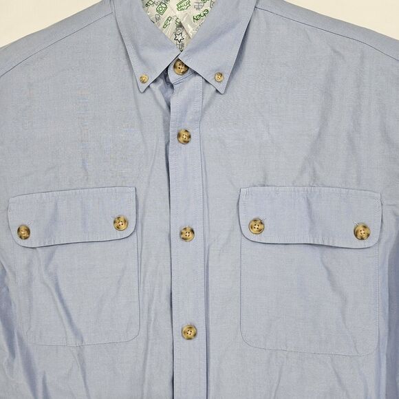 Duluth Trading Shirt Mens Large Fishing Button Down Casual Blue L Bamboo Rayon - Picture 2 of 12